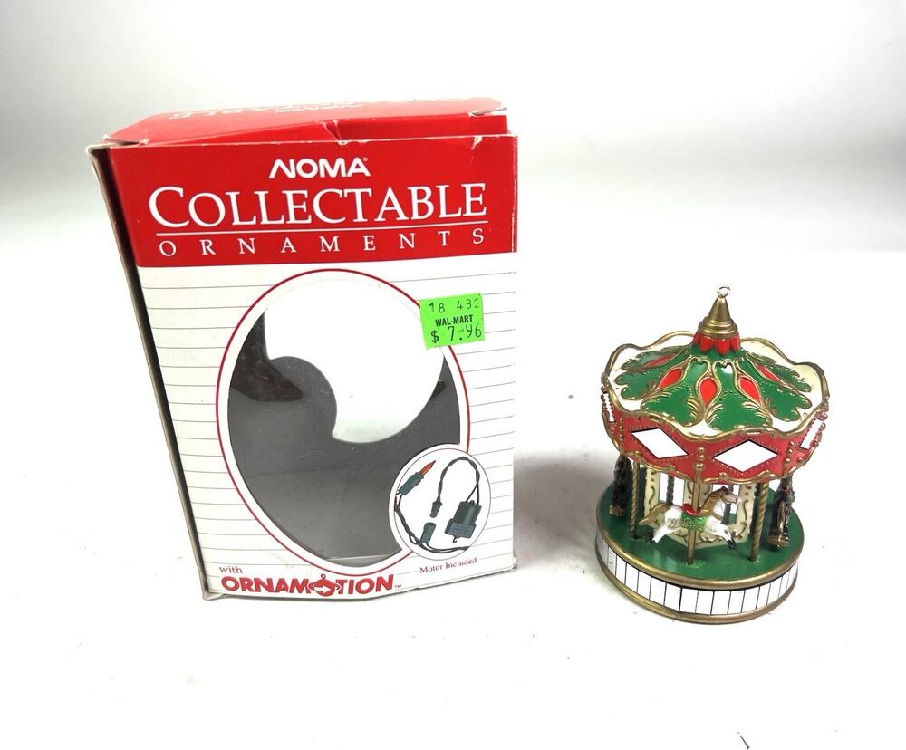1991 Noma Ornamotion Collectables Christmas Ornament Horse Carousel w/ Motor